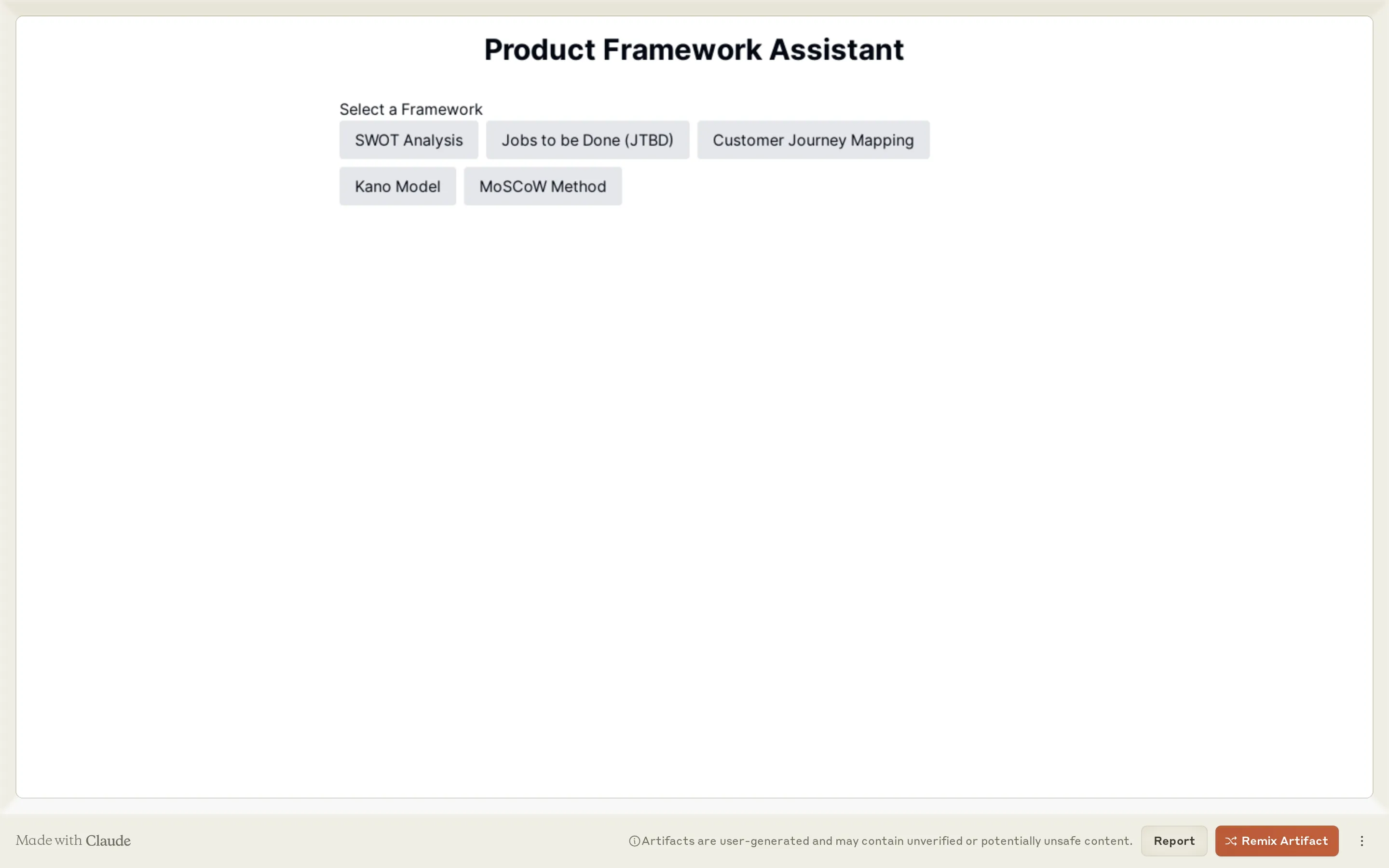 Product Framework Assistant React App