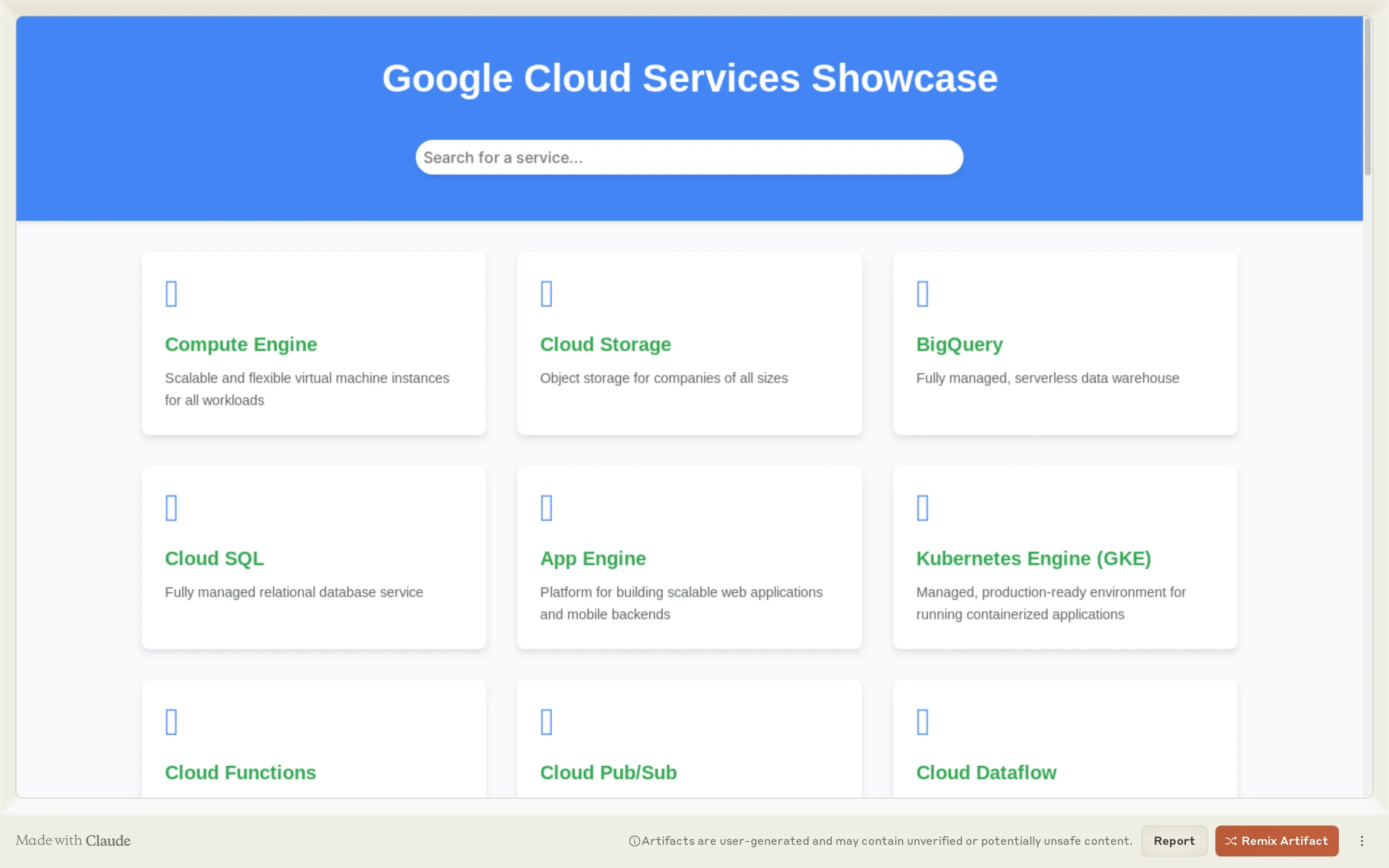 Google Cloud Services Showcase