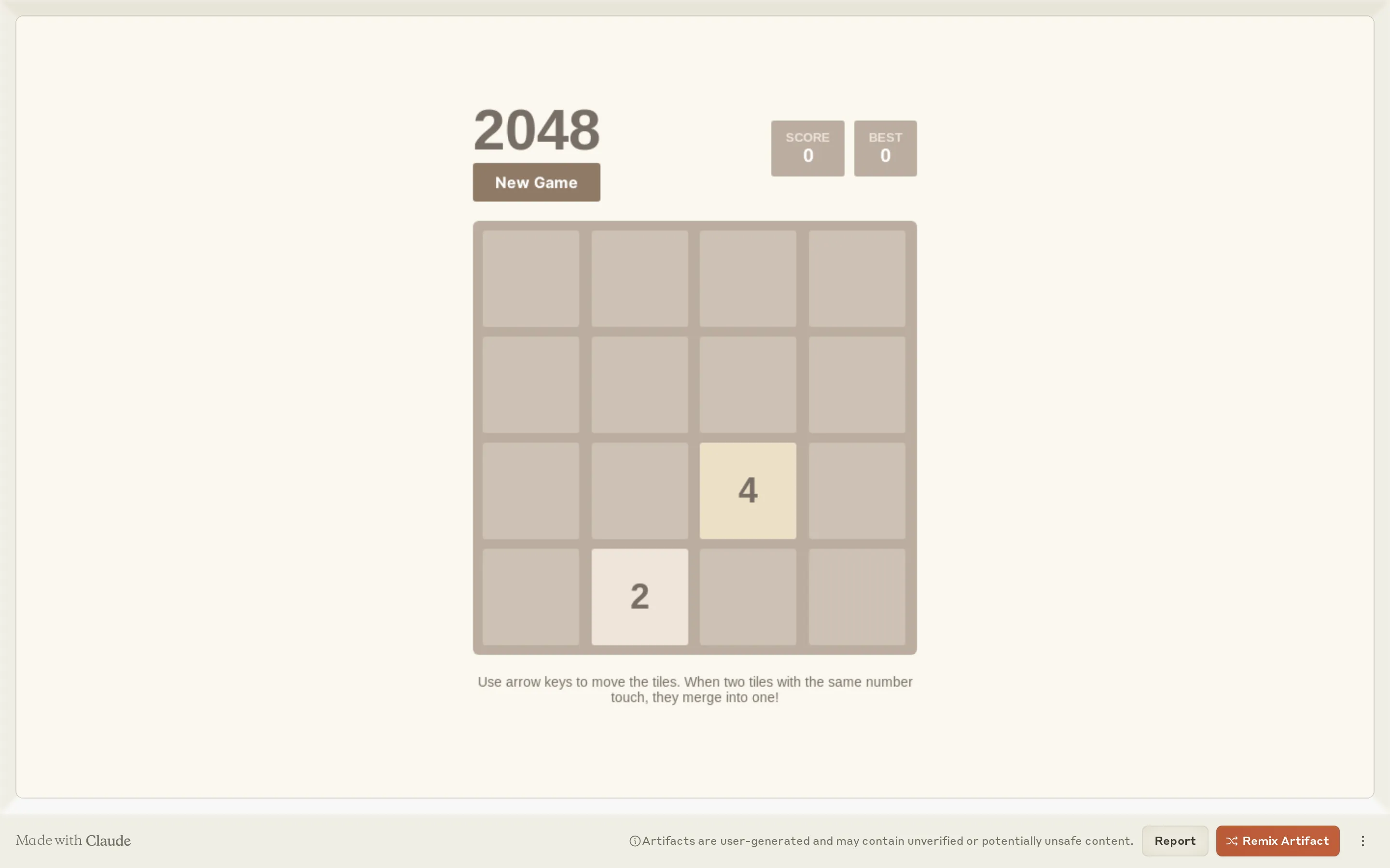 2048 Game - HTML Version