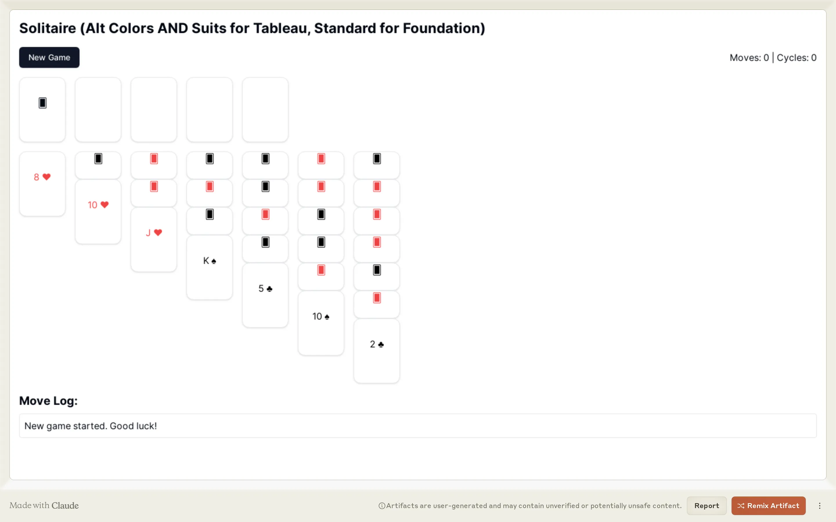 React Component: Solitaire Game