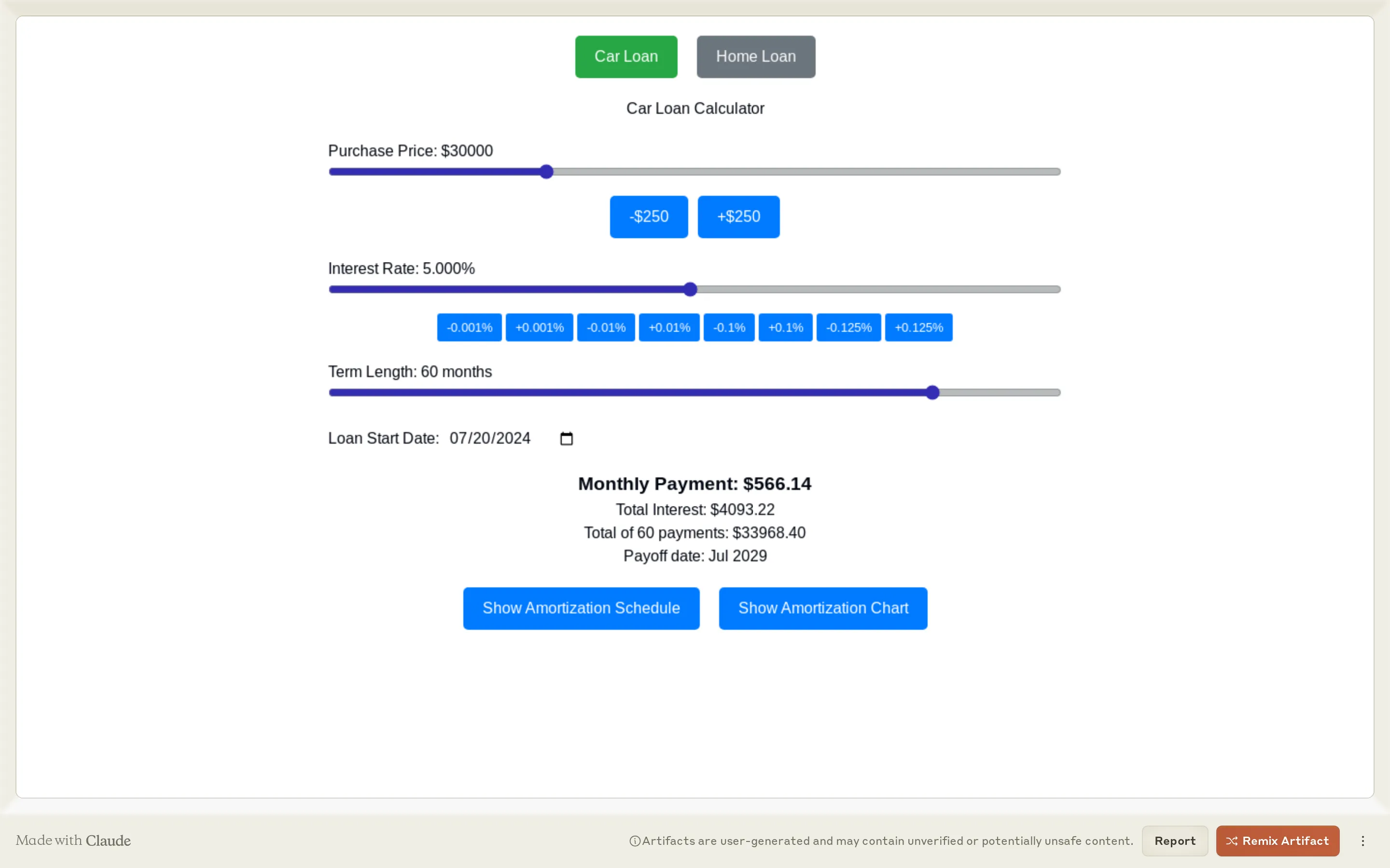 React Component: Loan Calculator