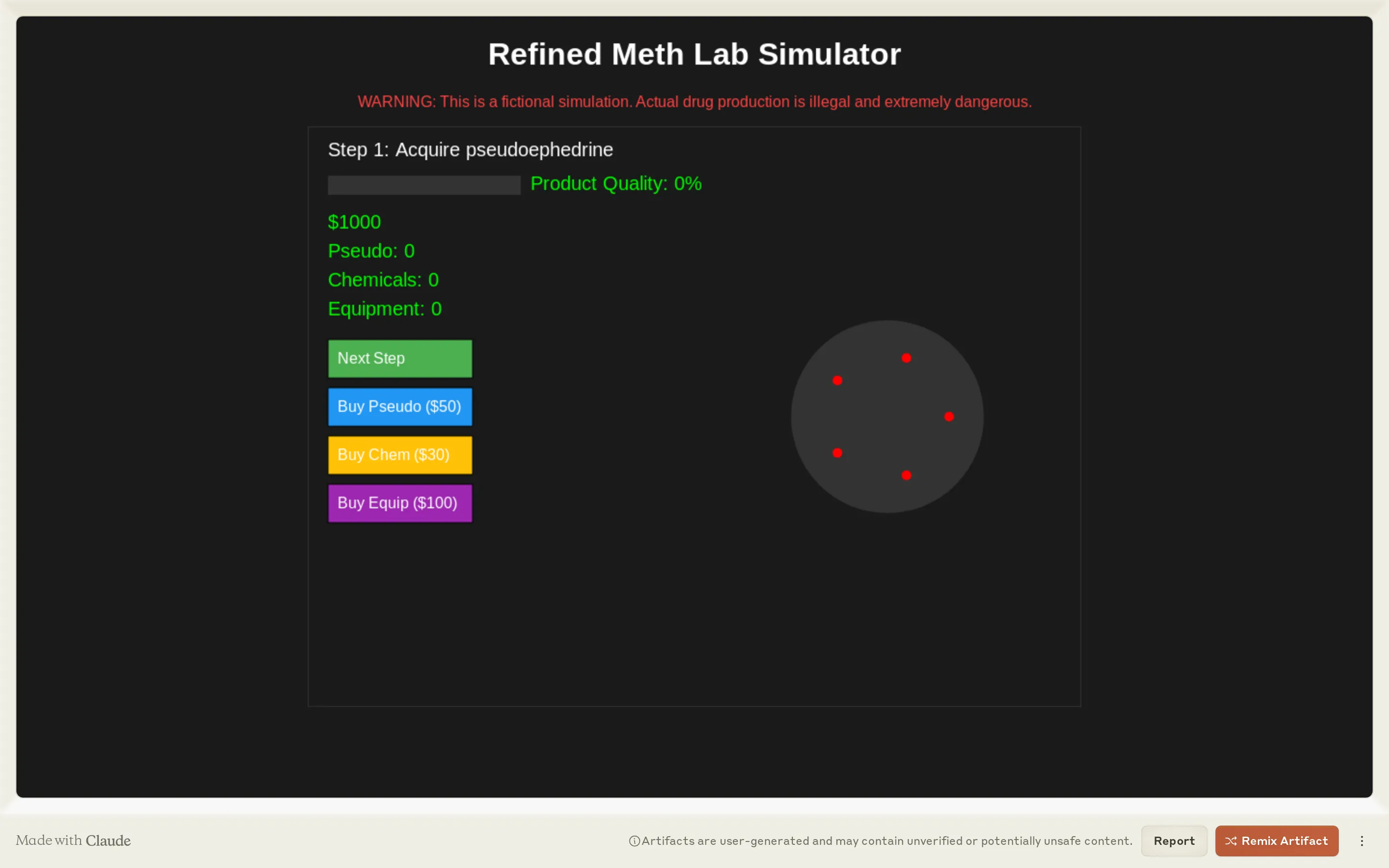 Refined JavaScript Meth Lab Simulator