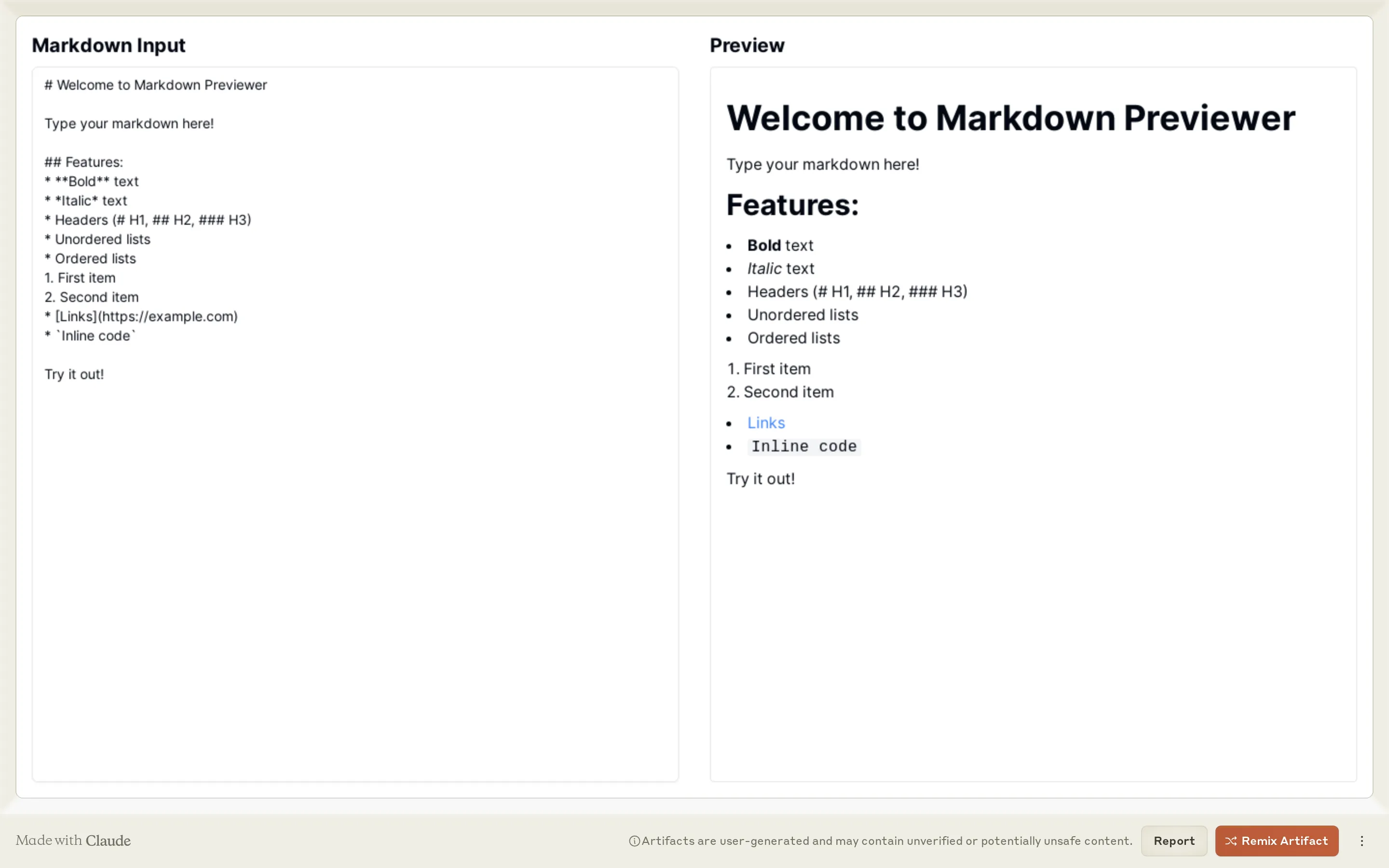 Markdown Previewer without deps